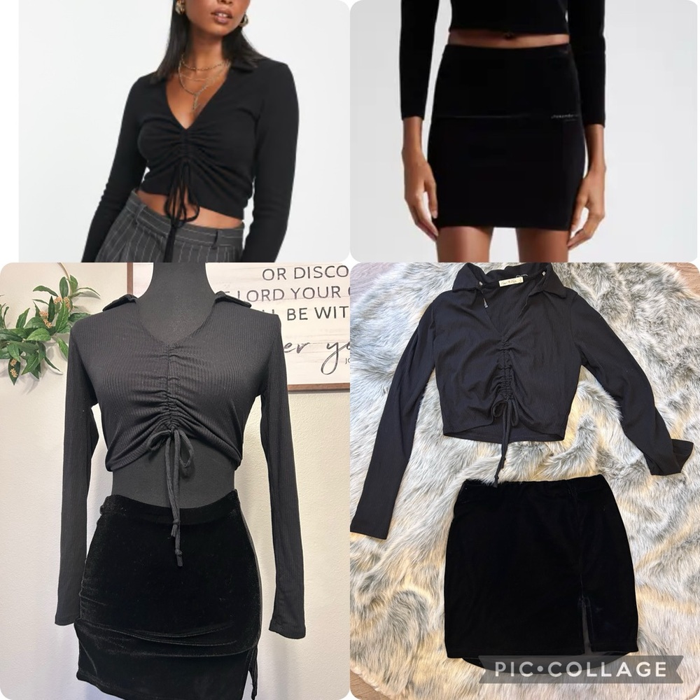 Heart and hips Crop top, Liz & Sara suede skirt , black skirt set size small